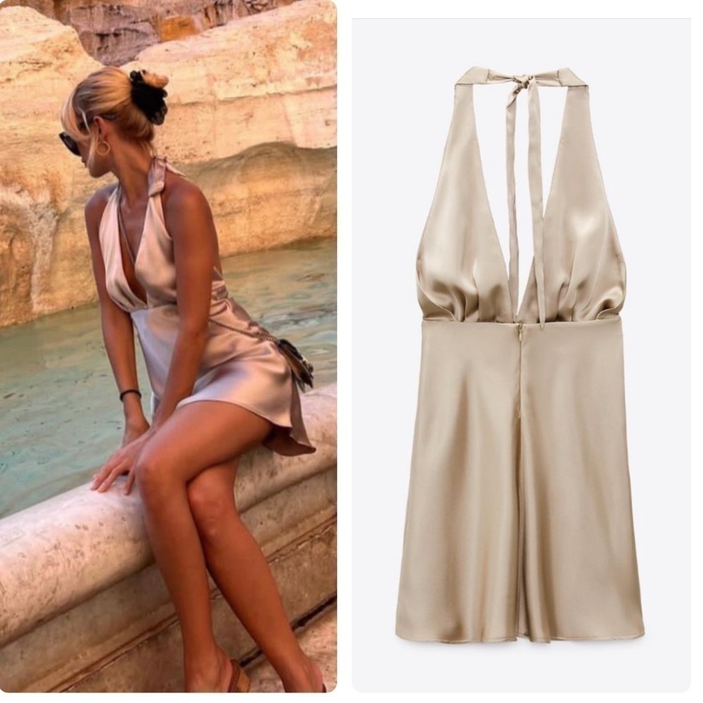 Zara NWT satin effect mini dress - Picture 3 of 11